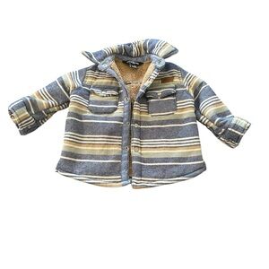 Eddie Bauer Blue and Cream Jean Jacket with Cozy Fleece